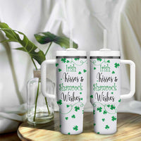 Irish Kisses and Shamrock Wishes Tumbler With Handle Lucky Clover St Patrick's Day