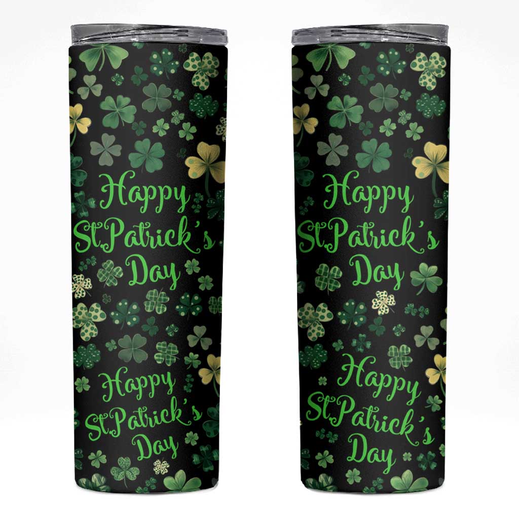 Lucky Irish Shamrocks Skinny Tumbler Happy St Patricks Day