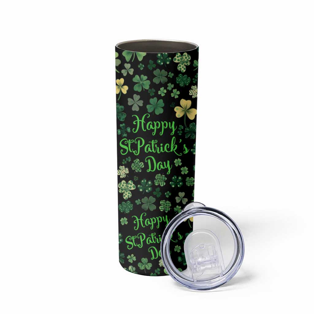 Lucky Irish Shamrocks Skinny Tumbler Happy St Patricks Day