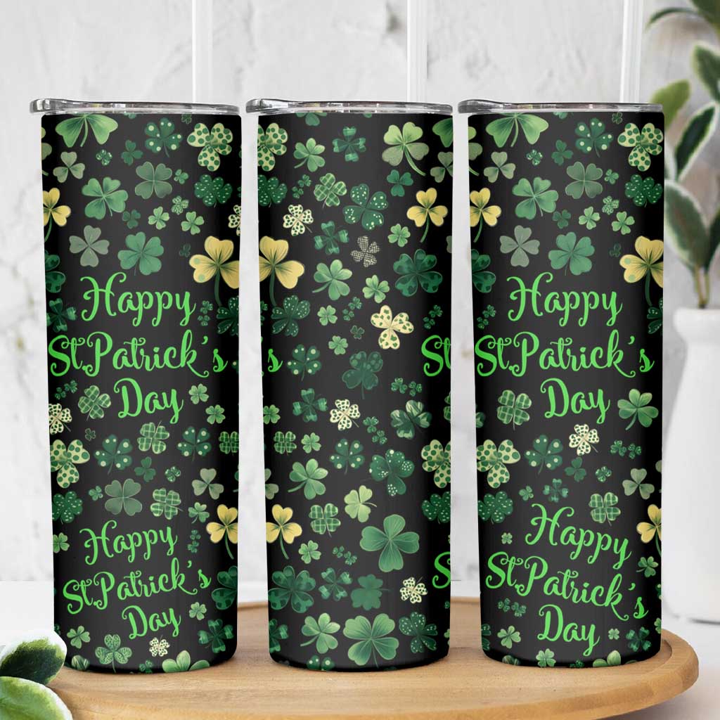 Lucky Irish Shamrocks Skinny Tumbler Happy St Patricks Day