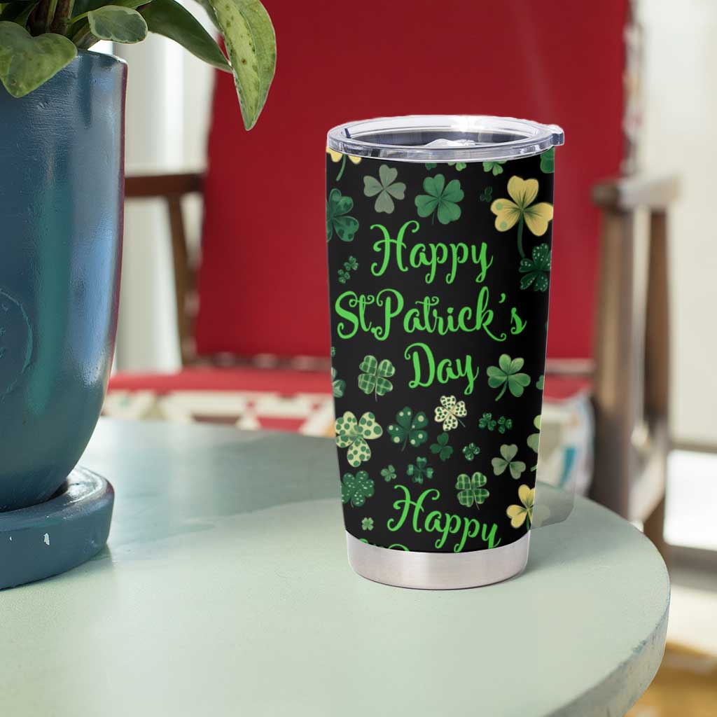 Lucky Irish Shamrocks Tumbler Cup Happy St Patricks Day