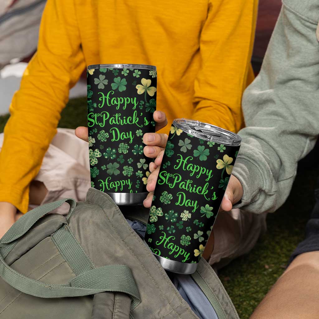 Lucky Irish Shamrocks Tumbler Cup Happy St Patricks Day