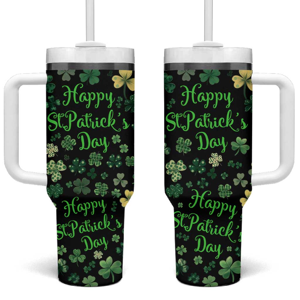 Lucky Irish Shamrocks Tumbler With Handle Happy St Patricks Day
