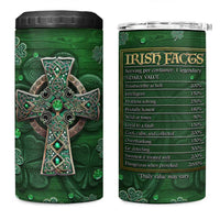 Funny Irish Facts 4 in 1 Can Cooler Tumbler Nutrition Facts Celtic Cross Lucky Shamrocks St Patricks Day