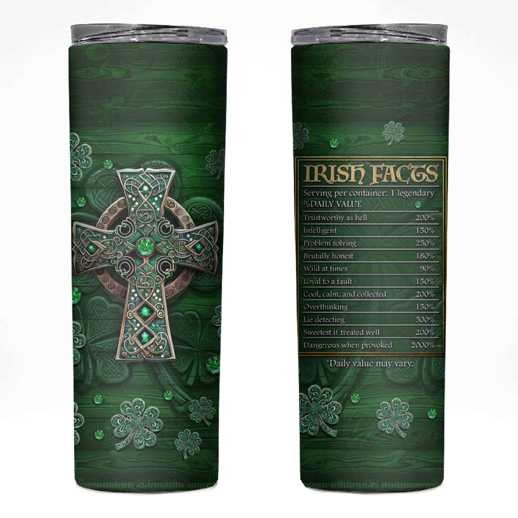 Funny Irish Facts Skinny Tumbler Nutrition Facts Celtic Cross Lucky Shamrocks St Patricks Day
