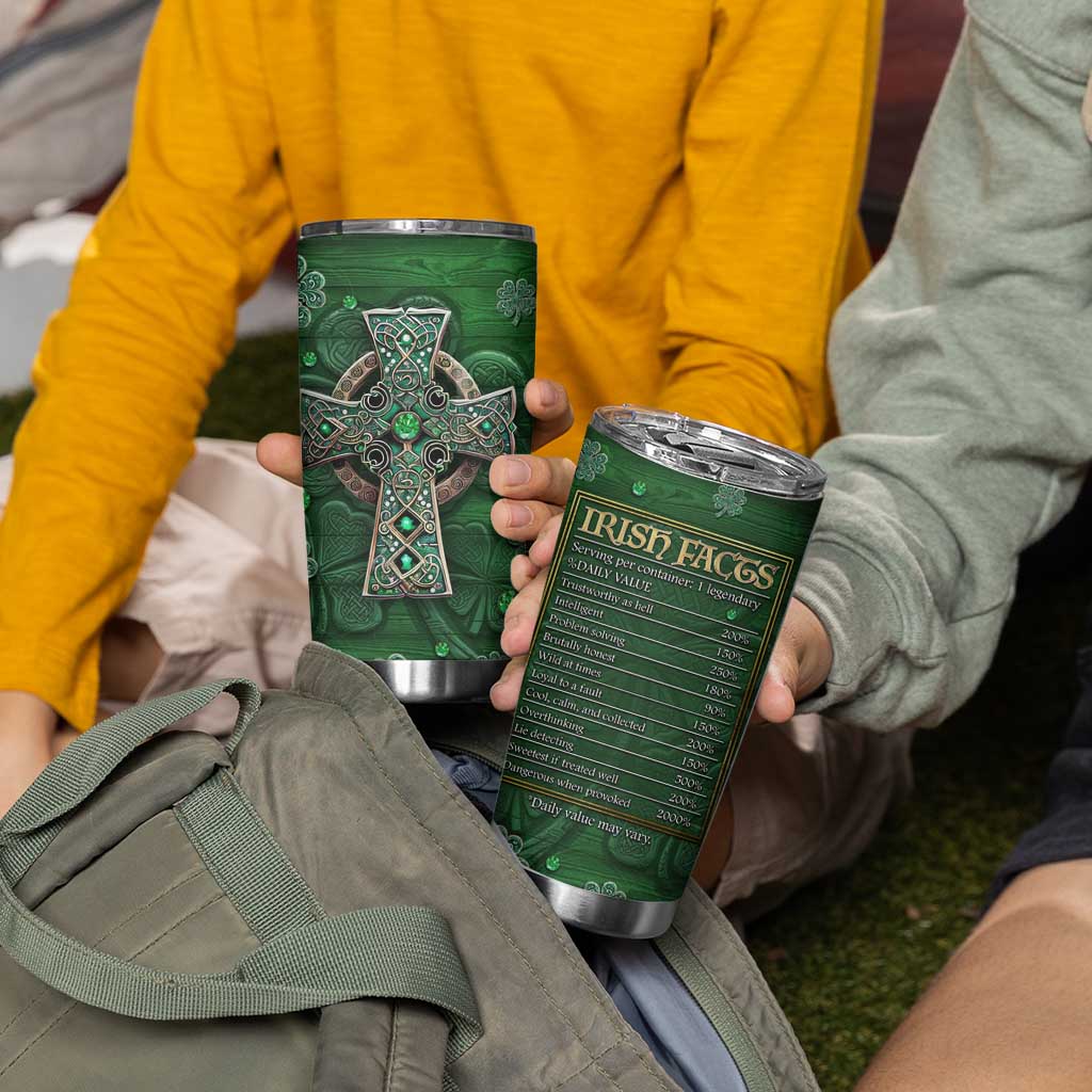 Funny Irish Facts Tumbler Cup Nutrition Facts Celtic Cross Lucky Shamrocks St Patricks Day