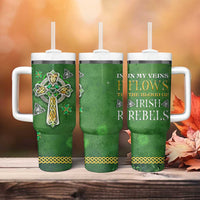 Irish Pride Celtic Cross Tumbler With Handle In My Veins Flows The Blood Of Irish Rebels Ireland