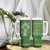 Irish Pride Celtic Cross Tumbler With Handle In My Veins Flows The Blood Of Irish Rebels Ireland