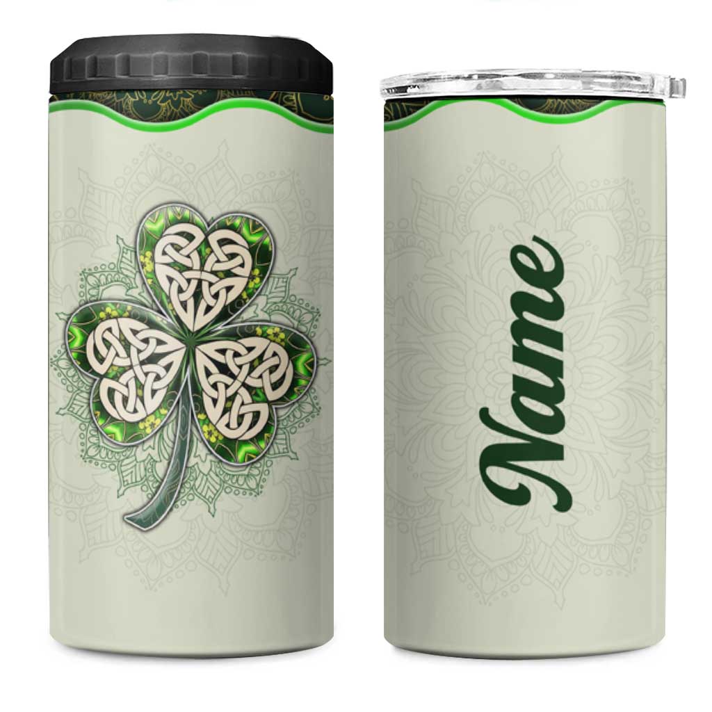 Personalized Lucky Celtic Shamrock 4 in 1 Can Cooler Tumbler Custom Name Ireland Irish Pride