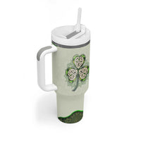 Personalized Lucky Celtic Shamrock Tumbler With Handle Custom Name Ireland Irish Pride