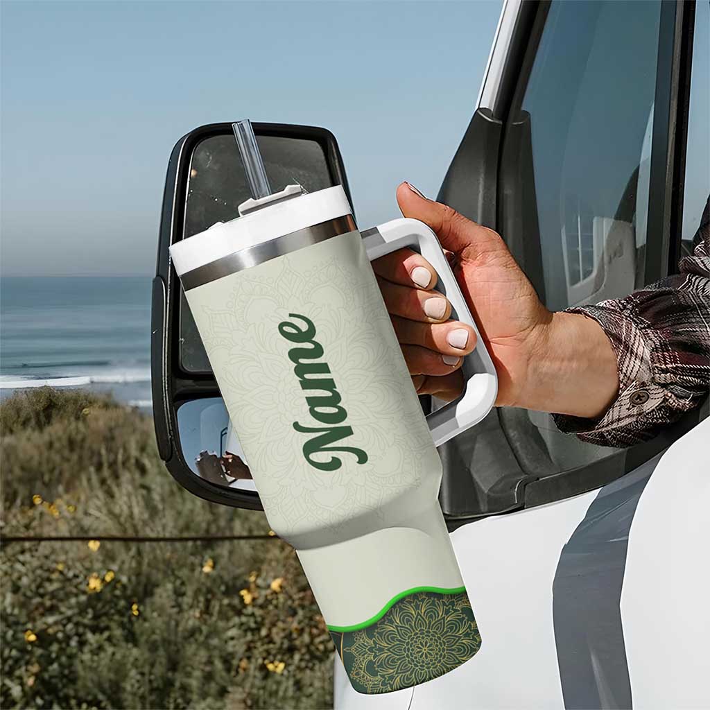 Personalized Lucky Celtic Shamrock Tumbler With Handle Custom Name Ireland Irish Pride