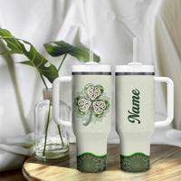 Personalized Lucky Celtic Shamrock Tumbler With Handle Custom Name Ireland Irish Pride
