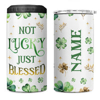 Personalized Irish Green Shamrocks 4 in 1 Can Cooler Tumbler Custom Name Not Lucky Just Blessed