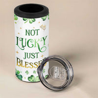 Personalized Irish Green Shamrocks 4 in 1 Can Cooler Tumbler Custom Name Not Lucky Just Blessed
