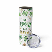 Personalized Irish Green Shamrocks Skinny Tumbler Custom Name Not Lucky Just Blessed