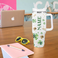 Personalized Irish Green Shamrocks Tumbler With Handle Custom Name Not Lucky Just Blessed