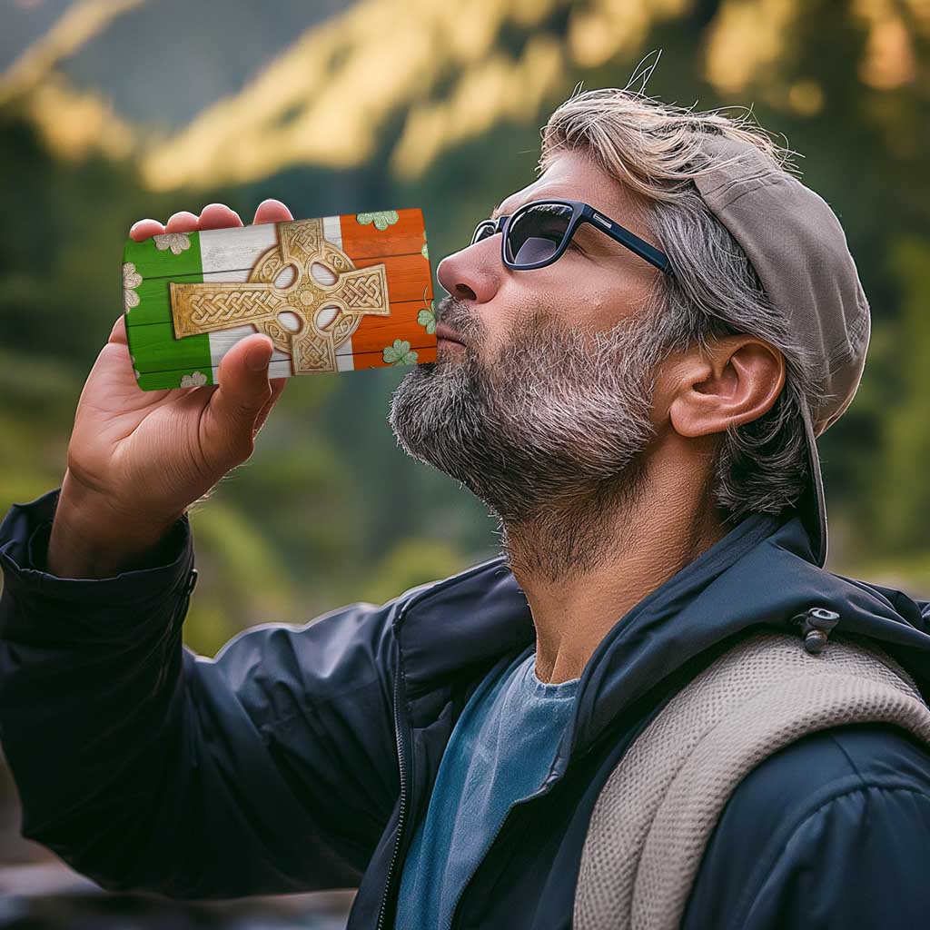 Irish Pride Celtic Cross 4 in 1 Can Cooler Tumbler Funny Nutrtion Fact Ireland Flag Vintage