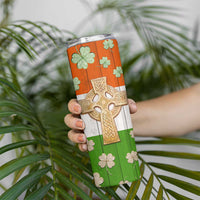 Irish Pride Celtic Cross Skinny Tumbler Funny Nutrtion Fact Ireland Flag Vintage