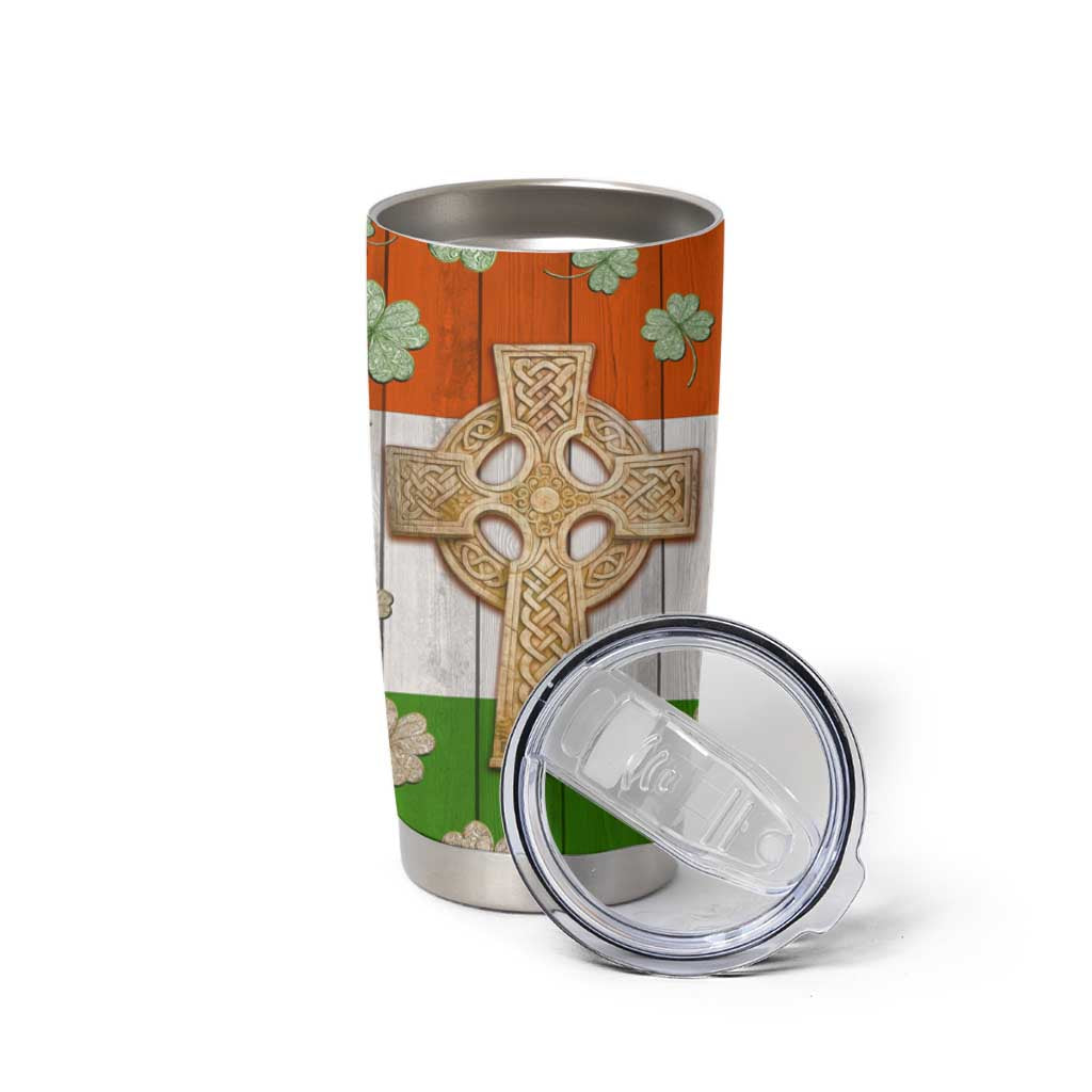 Irish Pride Celtic Cross Tumbler Cup Funny Nutrtion Fact Ireland Flag Vintage