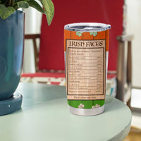 Irish Pride Celtic Cross Tumbler Cup Funny Nutrtion Fact Ireland Flag Vintage