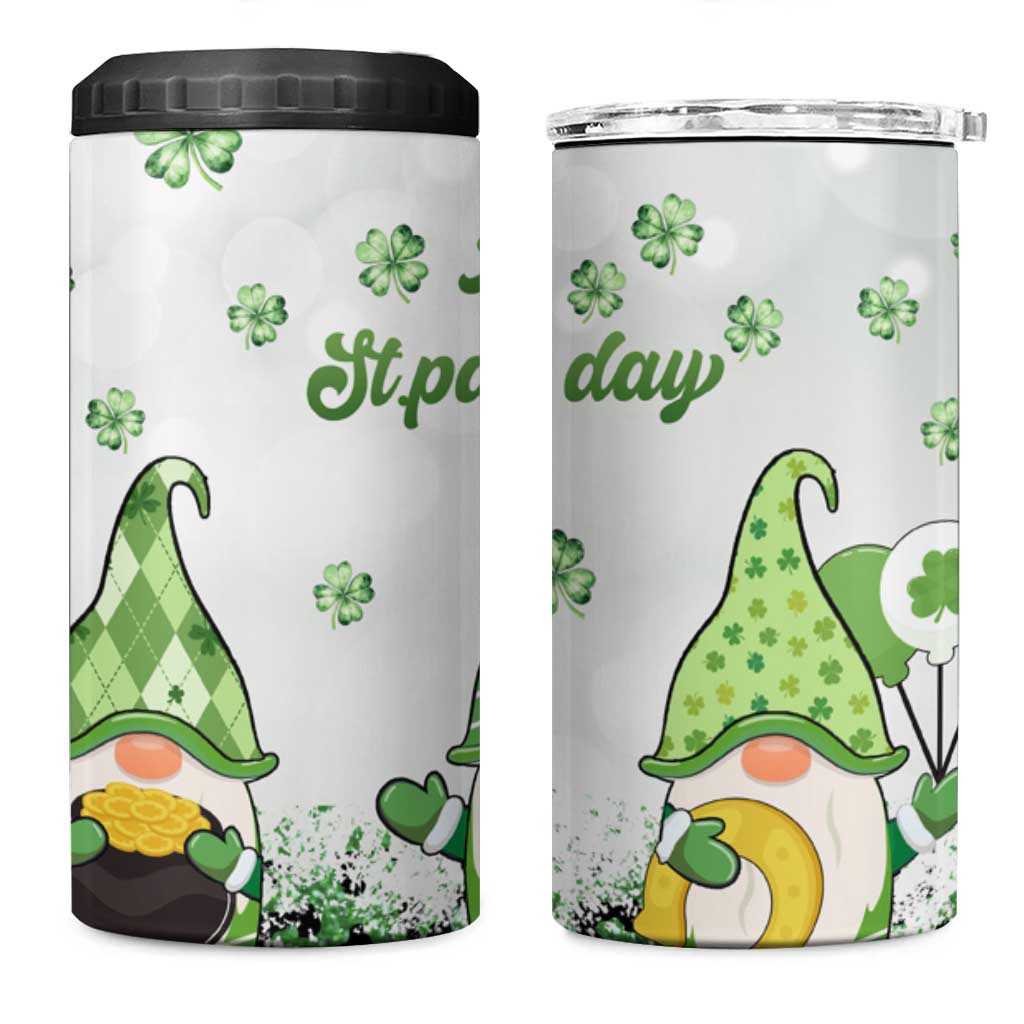 Personalized Lucky Green Gnomies 4 in 1 Can Cooler Tumbler Irish Gnomes Happy St Patrick's Day Leopard