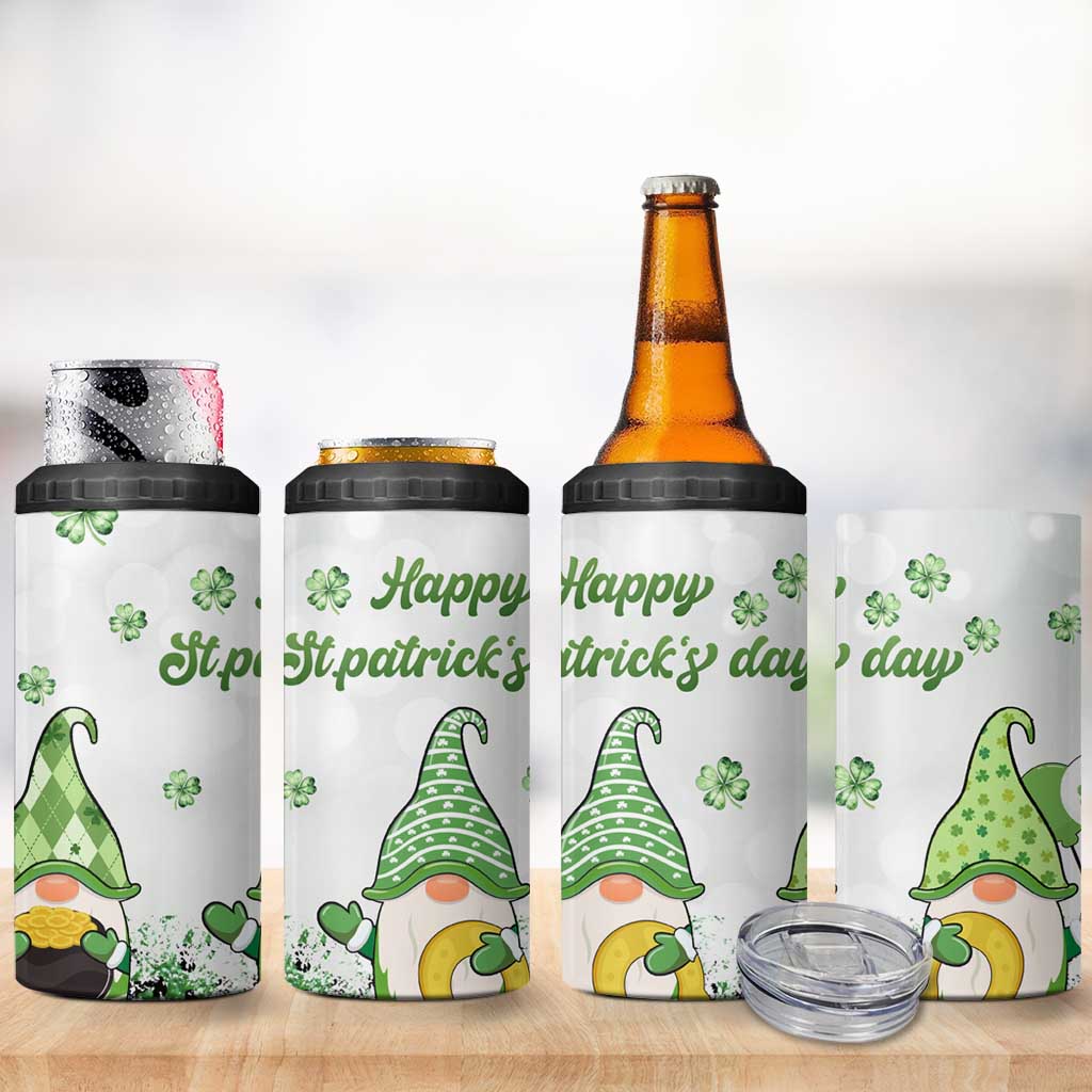 Personalized Lucky Green Gnomies 4 in 1 Can Cooler Tumbler Irish Gnomes Happy St Patrick's Day Leopard
