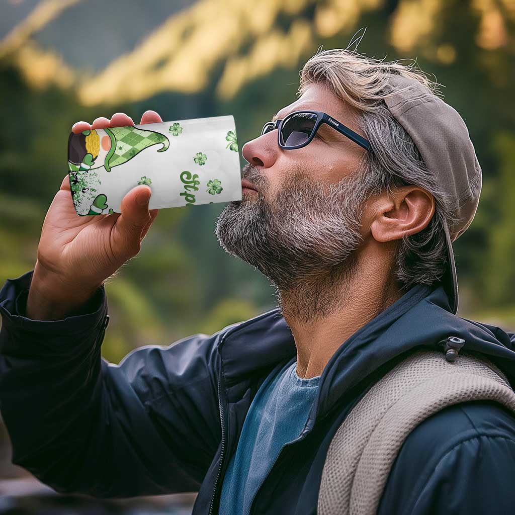 Personalized Lucky Green Gnomies 4 in 1 Can Cooler Tumbler Irish Gnomes Happy St Patrick's Day Leopard