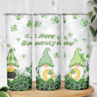 Personalized Lucky Green Gnomies Skinny Tumbler Irish Gnomes Happy St Patrick's Day Leopard