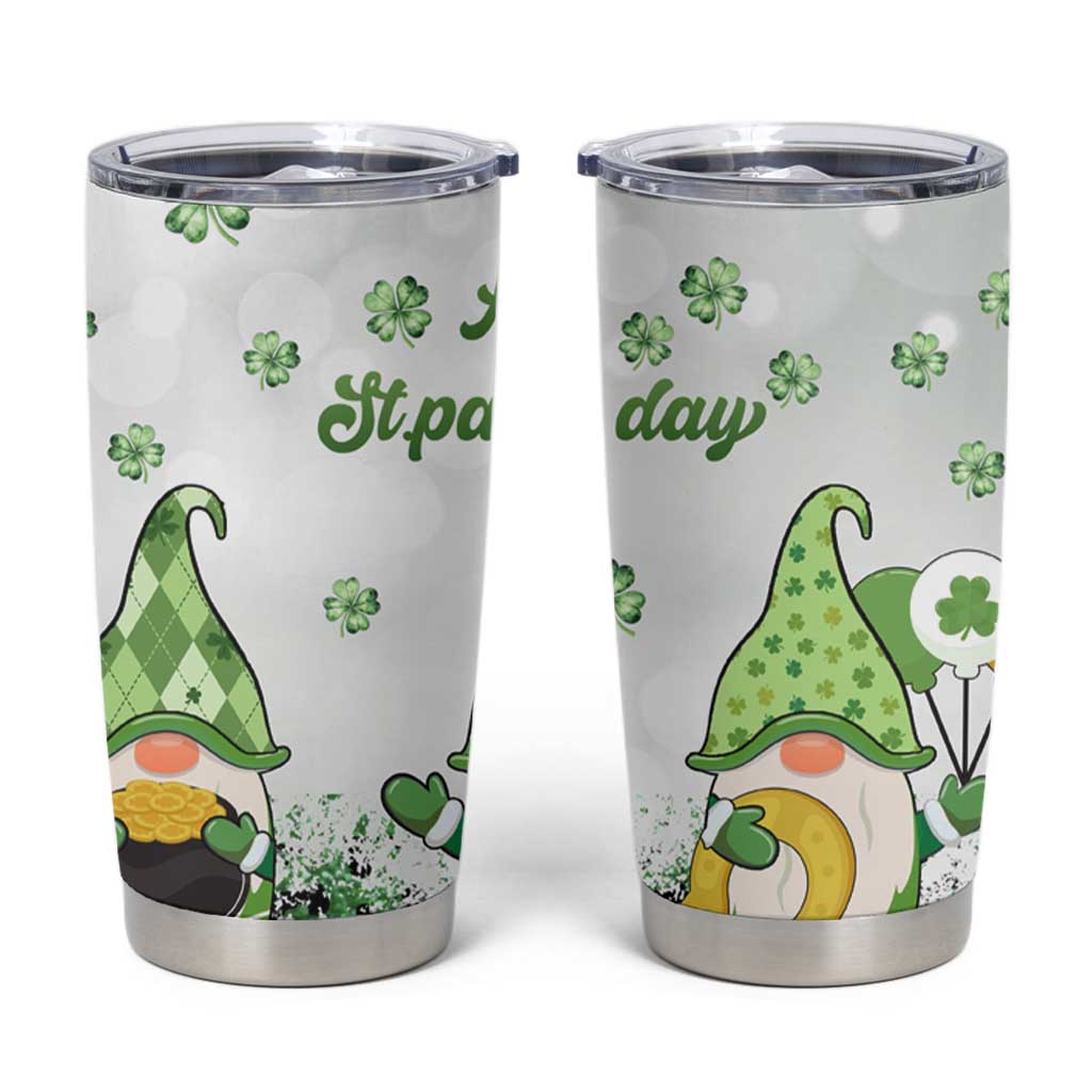 Personalized Lucky Green Gnomies Tumbler Cup Irish Gnomes Happy St Patrick's Day Leopard