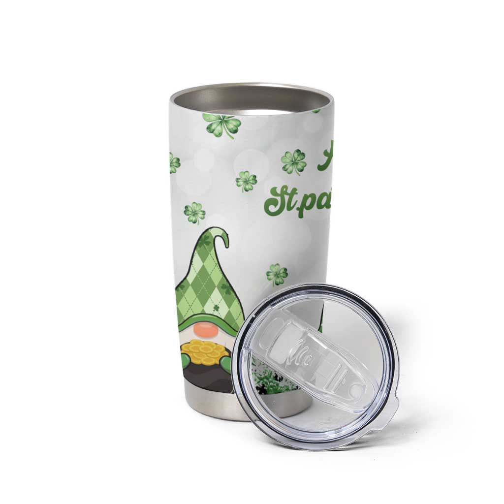 Personalized Lucky Green Gnomies Tumbler Cup Irish Gnomes Happy St Patrick's Day Leopard