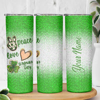 Personalized Green Shamrock Skinny Tumbler Custom Name Lucky Irish Peace Love St Patrick's Day