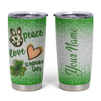 Personalized Green Shamrock Tumbler Cup Custom Name Lucky Irish Peace Love St Patrick's Day
