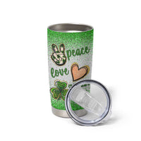 Personalized Green Shamrock Tumbler Cup Custom Name Lucky Irish Peace Love St Patrick's Day
