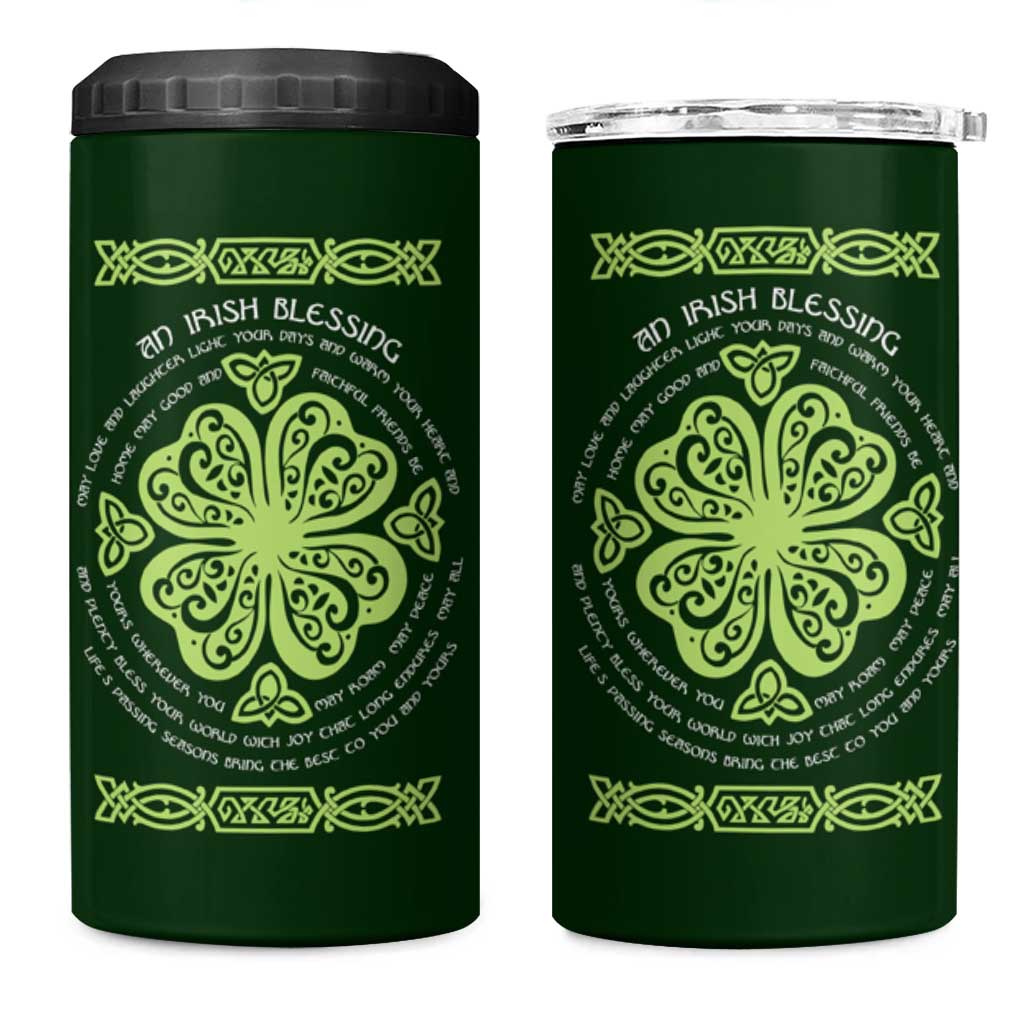 Irish Pride Celtic Shamrock 4 in 1 Can Cooler Tumbler An Irish Blessing Lucky Wishes