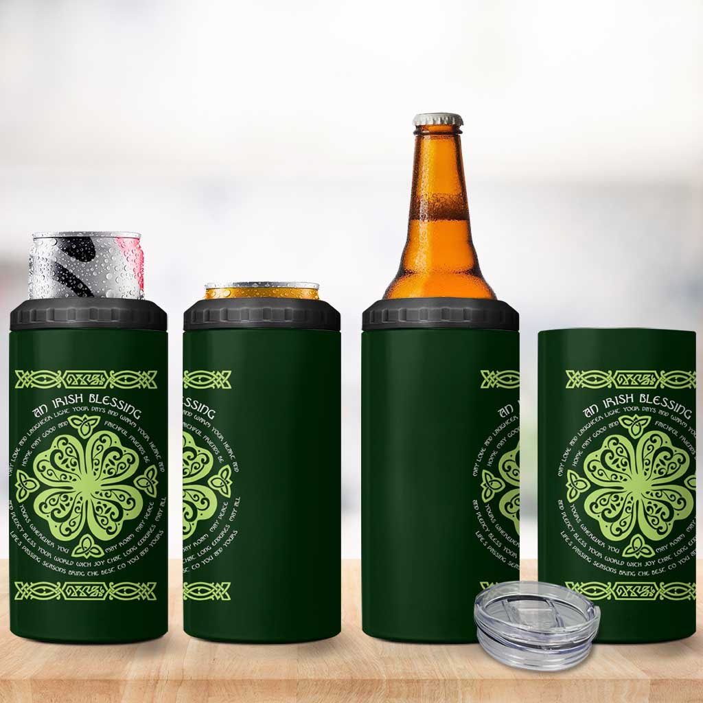Irish Pride Celtic Shamrock 4 in 1 Can Cooler Tumbler An Irish Blessing Lucky Wishes