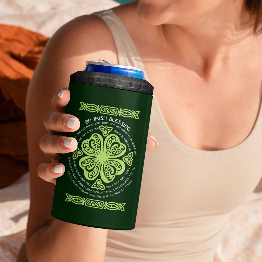 Irish Pride Celtic Shamrock 4 in 1 Can Cooler Tumbler An Irish Blessing Lucky Wishes