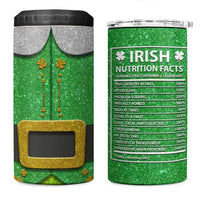 Funny Irish Nutrition Facts 4 in 1 Can Cooler Tumbler Green Leprechaun Costume St Patrick's Day