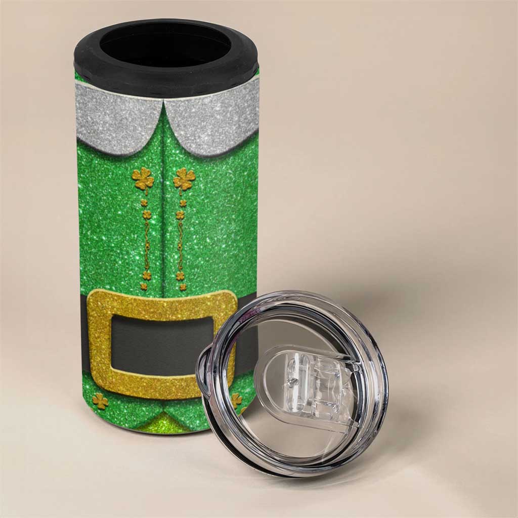 Funny Irish Nutrition Facts 4 in 1 Can Cooler Tumbler Green Leprechaun Costume St Patrick's Day