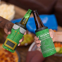 Funny Irish Nutrition Facts 4 in 1 Can Cooler Tumbler Green Leprechaun Costume St Patrick's Day