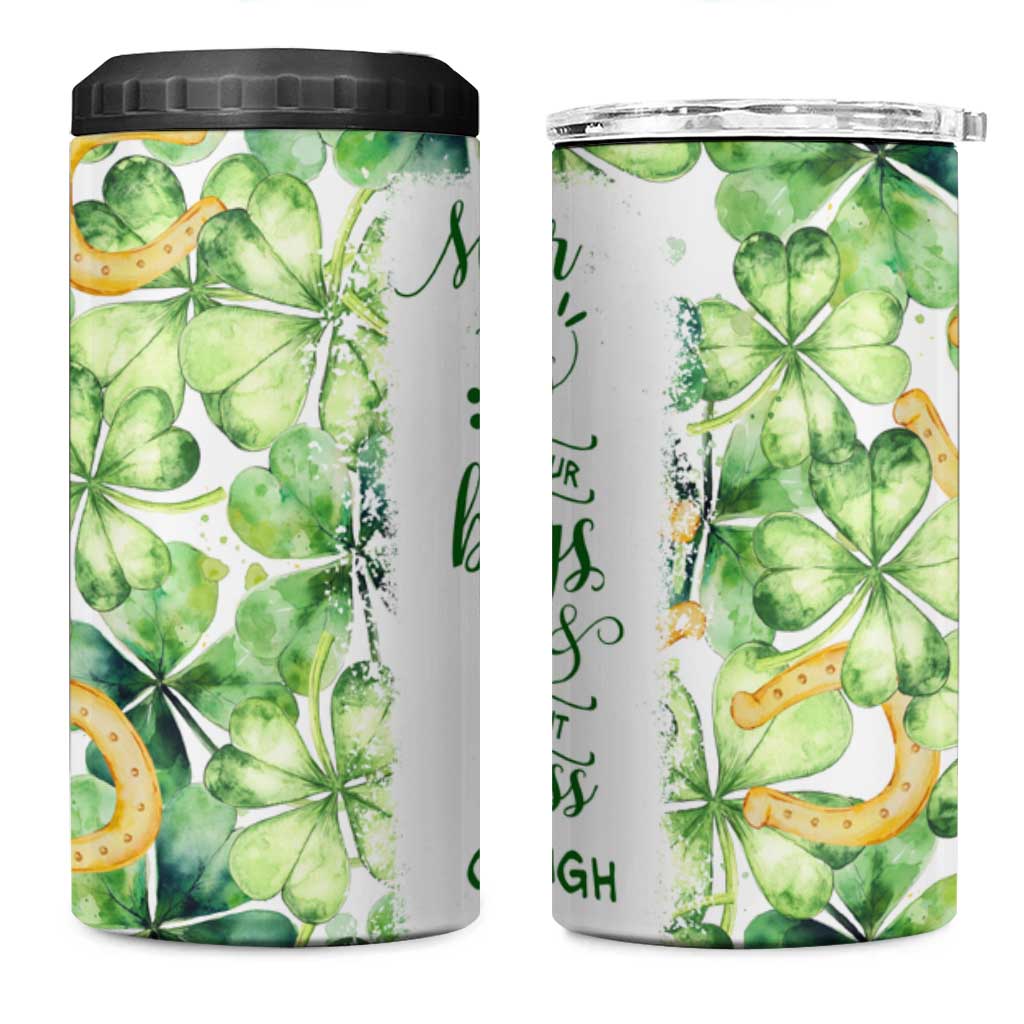 Green Lucky Shamrock Wishes 4 in 1 Can Cooler Tumbler May Your Troubles Be Less And Your Blessings Be More Irish Things