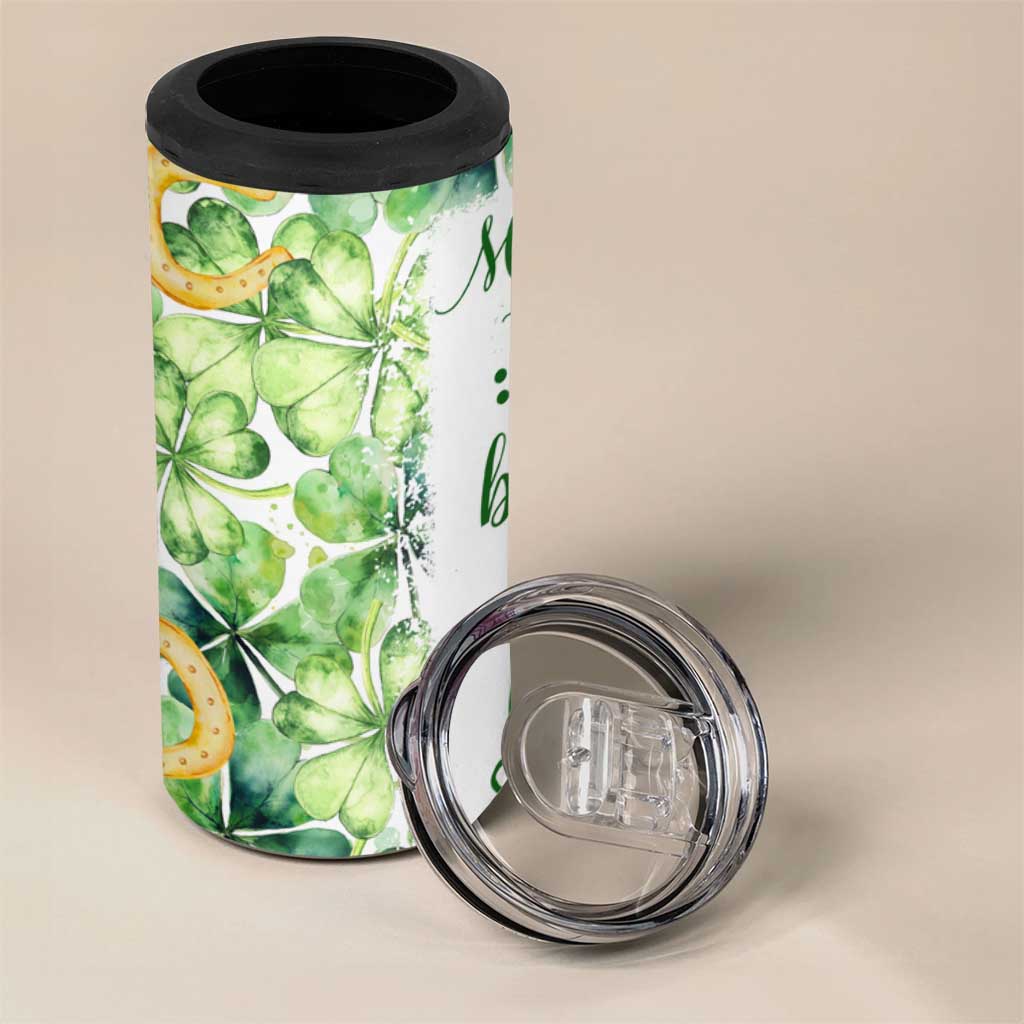 Green Lucky Shamrock Wishes 4 in 1 Can Cooler Tumbler May Your Troubles Be Less And Your Blessings Be More Irish Things
