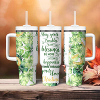 Green Lucky Shamrock Wishes Tumbler With Handle May Your Troubles Be Less And Your Blessings Be More Irish Things
