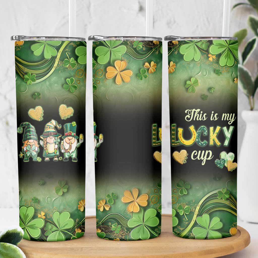 This Is My Lucky Cup Skinny Tumbler Cute Irish Gnomes Buffalo Palid Funny St Patricks Day