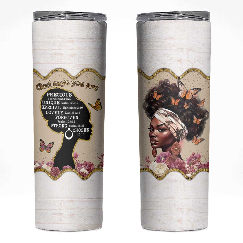 Black Girl Affirmations Skinny Tumbler God Says You Are Bible Verse Christian African American