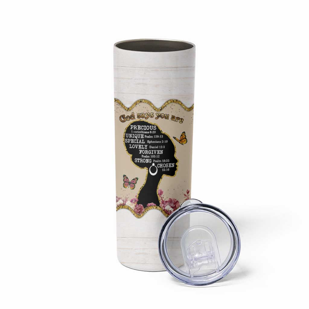 Black Girl Affirmations Skinny Tumbler God Says You Are Bible Verse Christian African American