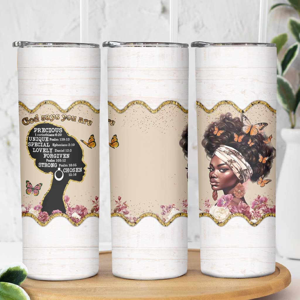 Black Girl Affirmations Skinny Tumbler God Says You Are Bible Verse Christian African American
