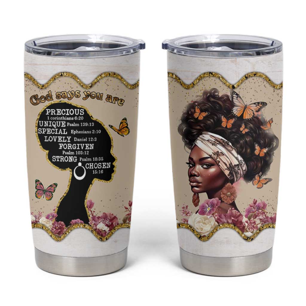 Black Girl Affirmations Tumbler Cup God Says You Are Bible Verse Christian African American