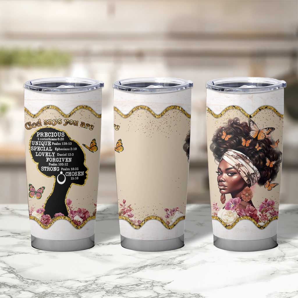 Black Girl Affirmations Tumbler Cup God Says You Are Bible Verse Christian African American