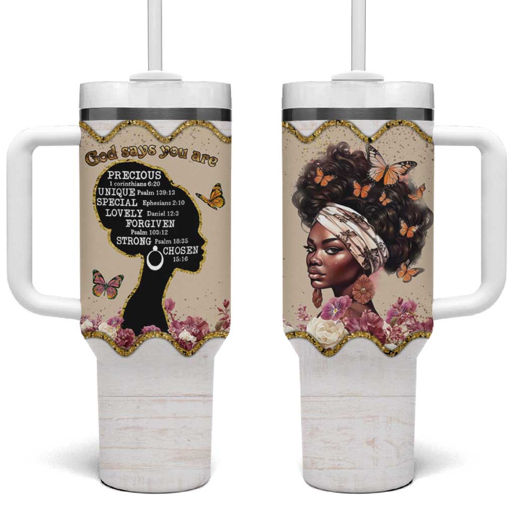 Black Girl Affirmations Tumbler With Handle God Says You Are Bible Verse Christian African American