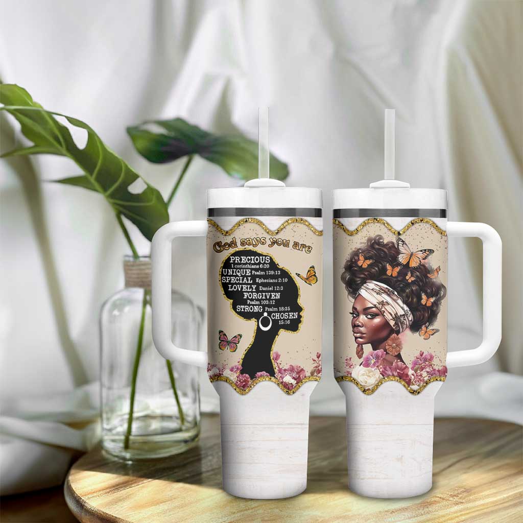 Black Girl Affirmations Tumbler With Handle God Says You Are Bible Verse Christian African American
